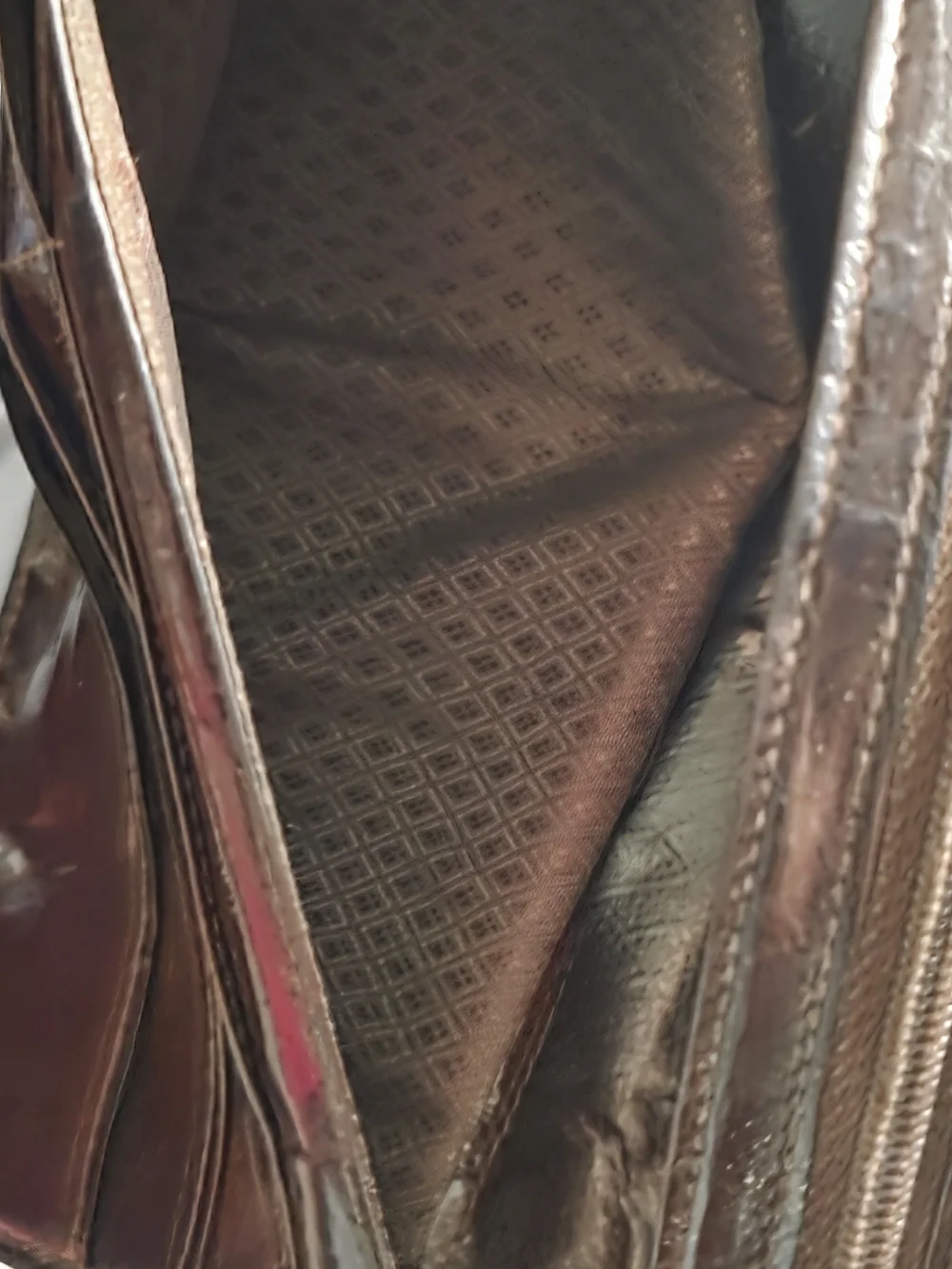 Vintage 1980s Genuine Eel Skin Checkbook Wallet Clutch Made in Korea Burgundy